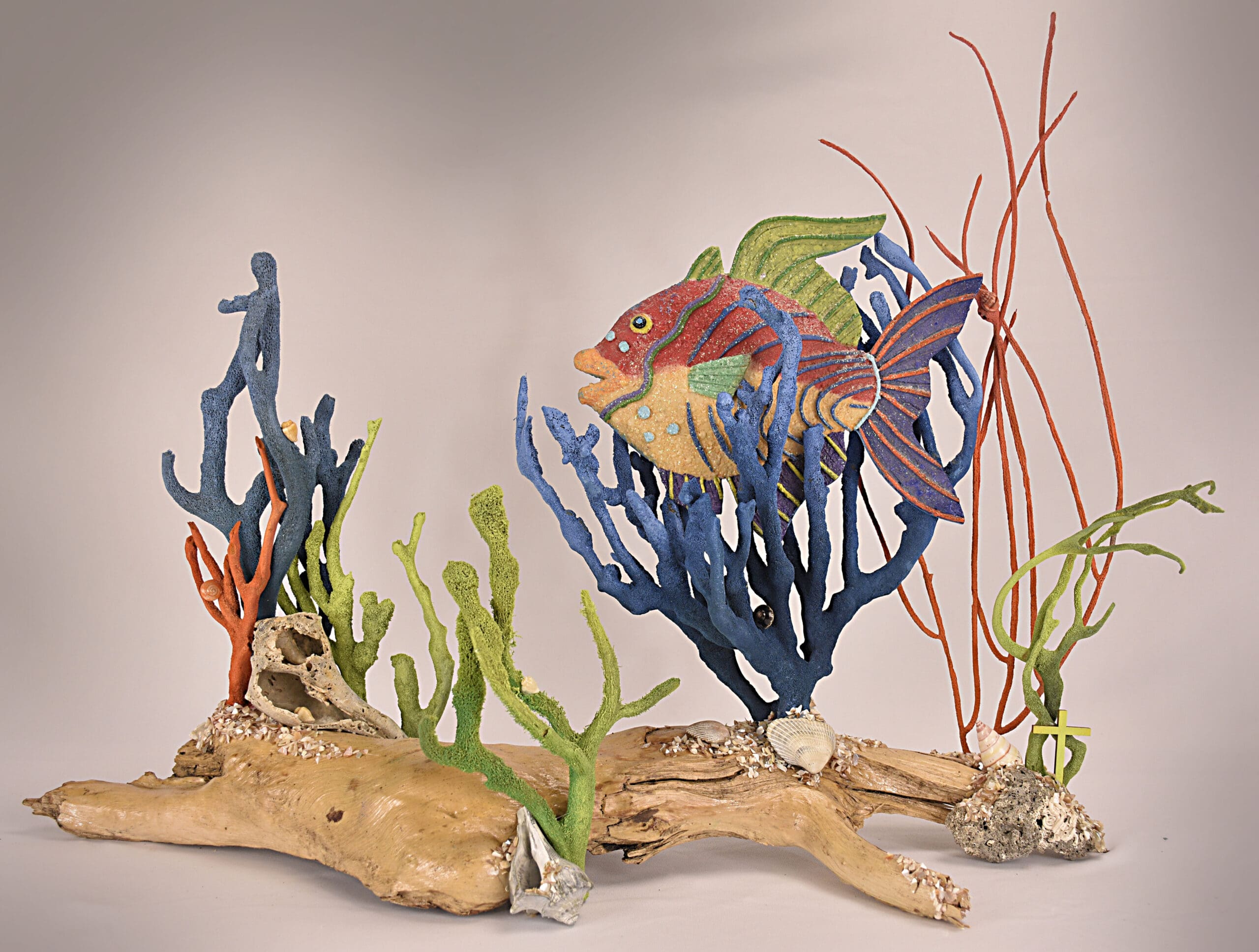 Fish fun glitter smoothe wood 20x16