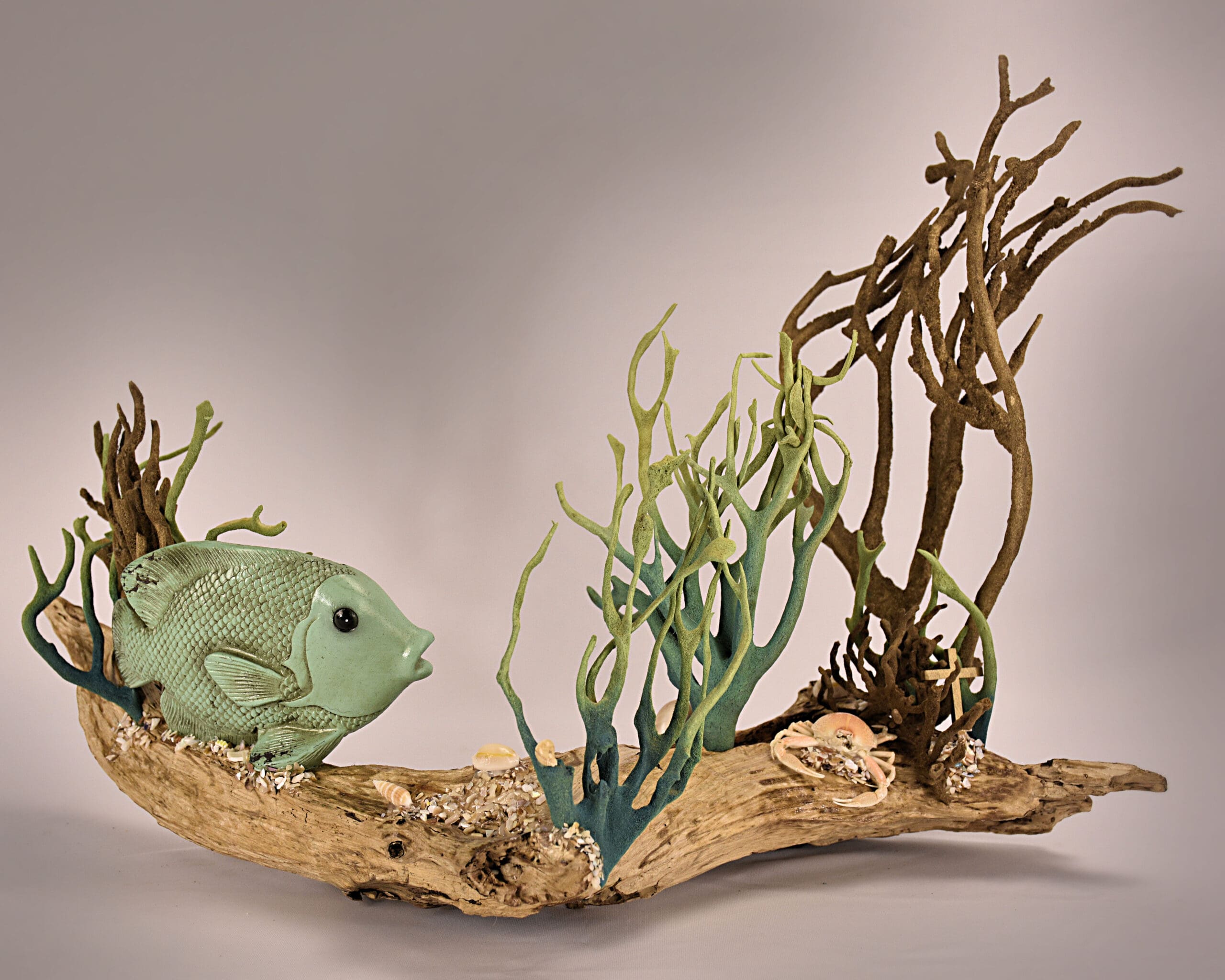 Fish green rustic Z wood front 18x13