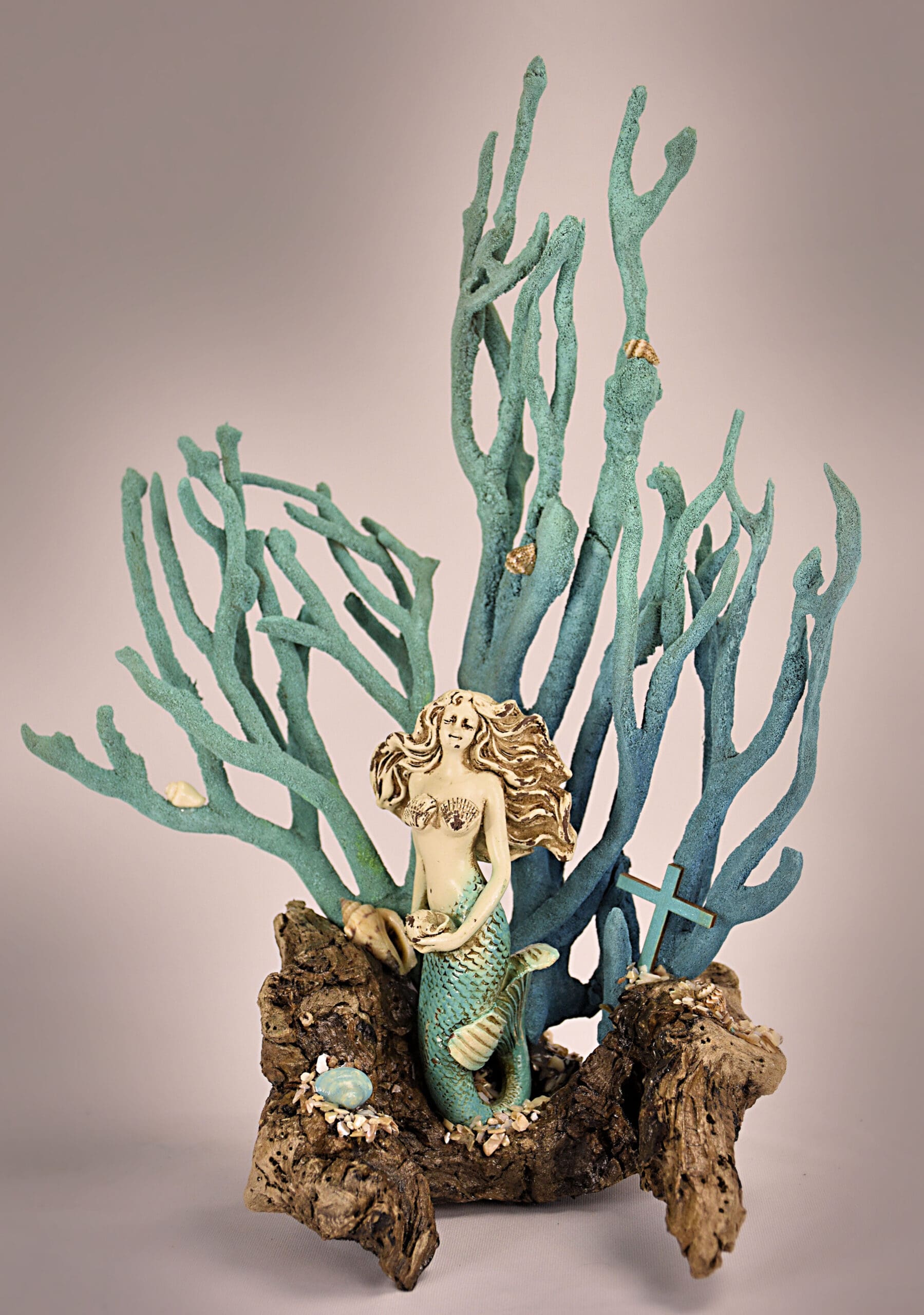 Mermaid rustic horseshoe wood 8x12